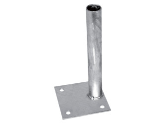 Patka Zn k montáži kulatého sloupku EXCENTRICKÁ na betonový základ Ø 48 mm