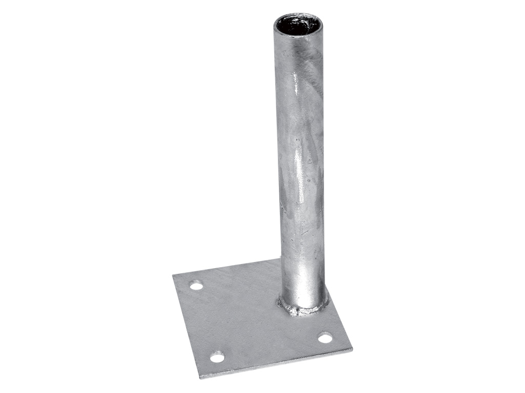 Patka Zn k montáži kulatého sloupku EXCENTRICKÁ na betonový základ Ø 48 mm 8595068453315 PLOTY Sklad10 5