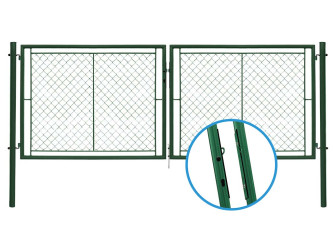 Brána IDEAL II. dvoukřídlá, 4037x1450mm, Zn+PVC, zelená