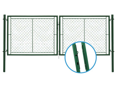 Brána IDEAL II. dvoukřídlá, 3605x1750mm, Zn+PVC, zelená