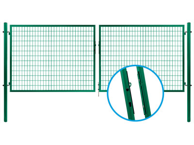 Brána SOLID dvoukřídlá, 3526x1200mm, Zn+PVC, zelená